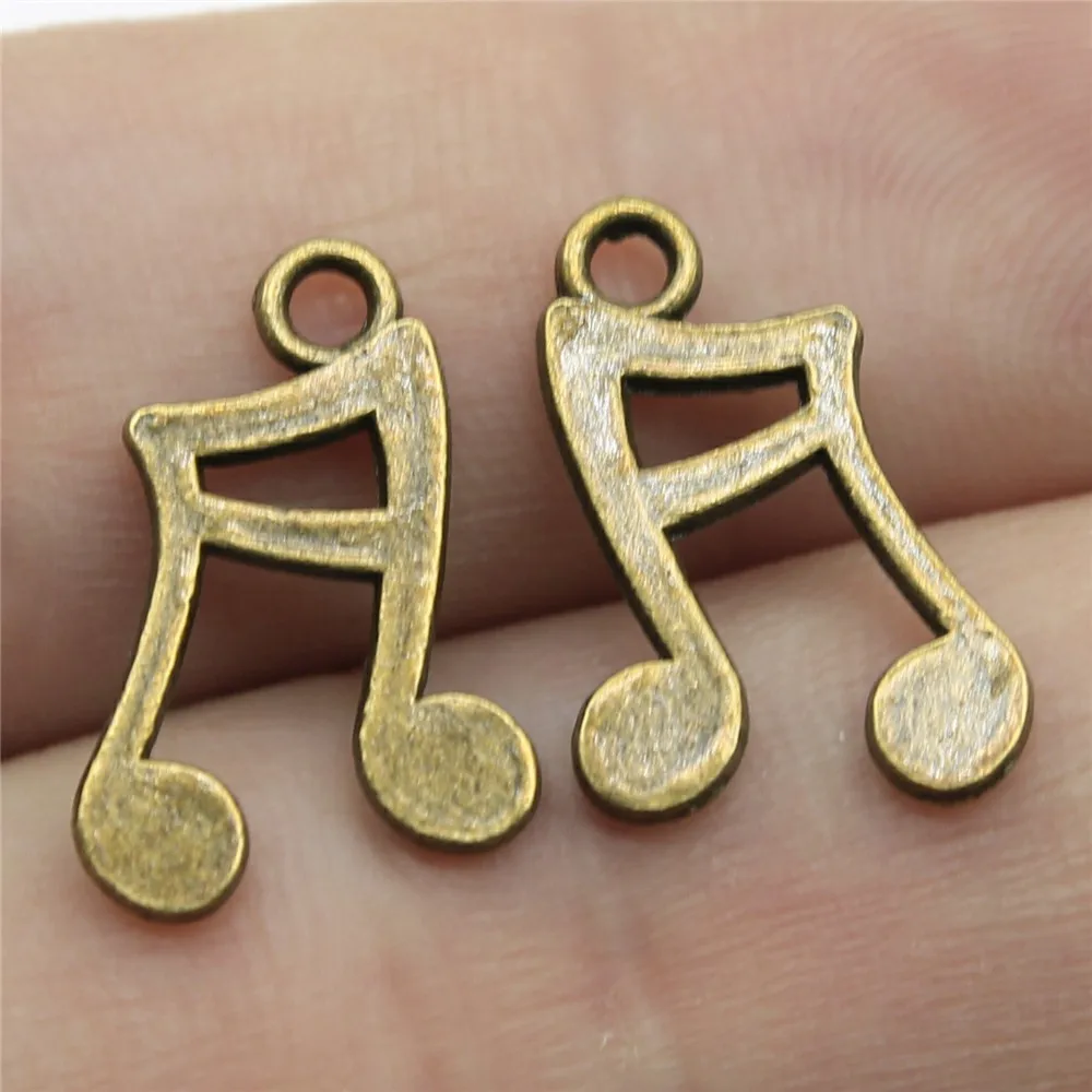 

60pcs Charms Musical Note 17x11mm Tibetan Bronze Silver Color Pendants Antique Jewelry Making DIY Handmade Craft