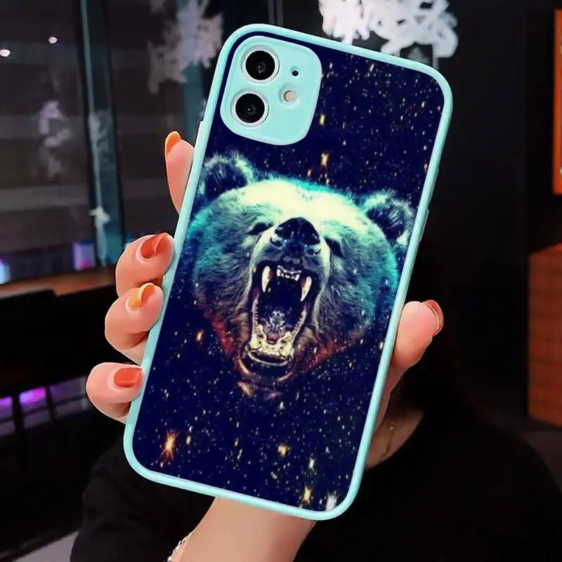 

Phone Case For iPhone 12 11 Mini Pro XR XS Max 7 8 Plus X wolf tiger lion bear Matte transparent blue Cover