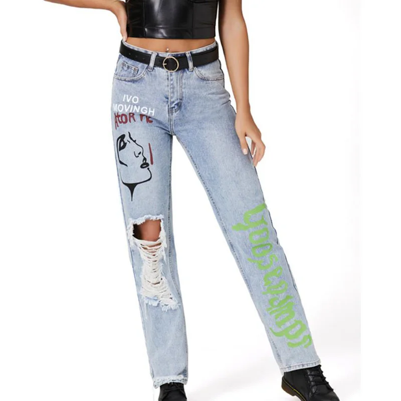 

Women Jeans Casual Stretchy Straight Denim Pants High Waisted Slim Fit Trousers