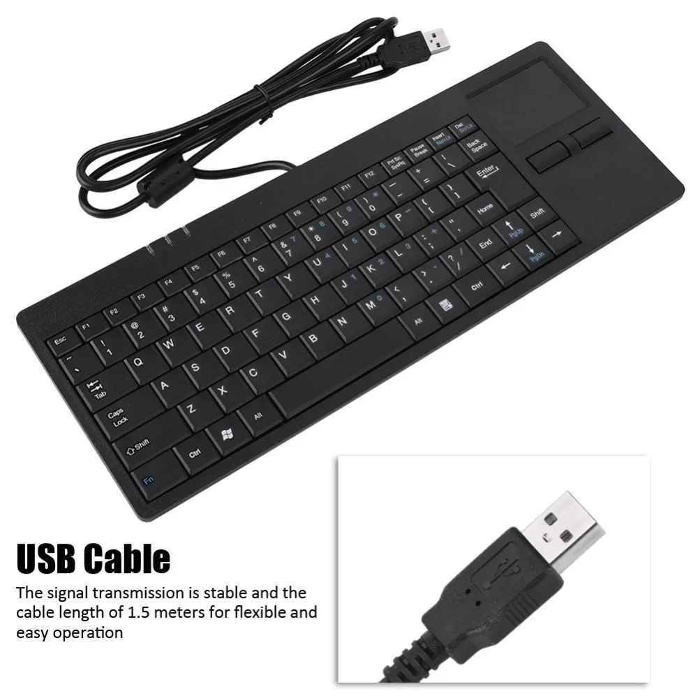 

K-818 82 Keys USB Wired Keyboard with Touchpad and Hub Port Ultra Slim Keyboard for Laptop and Desktop Home Office Keyboard