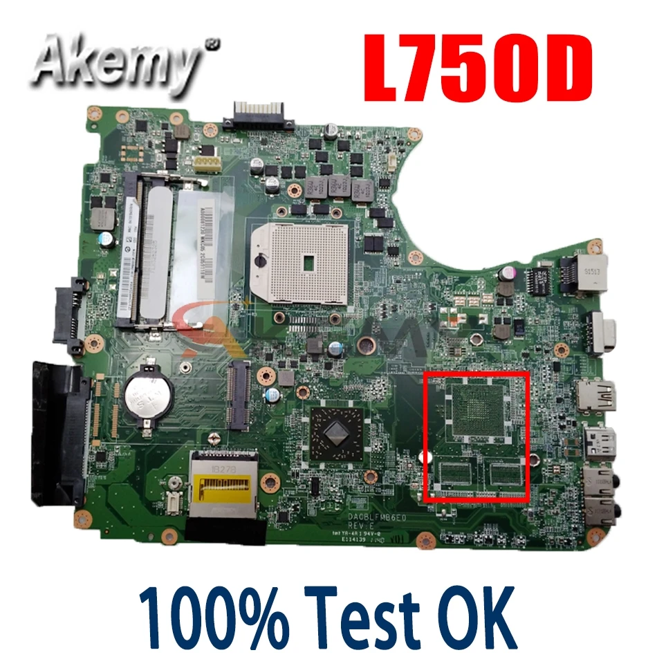 

Материнская плата AKemy для ноутбука Toshiba Satellite L750D L755D, материнская плата DA0BLFMB6E0 A000081230, все функции полностью протестированы