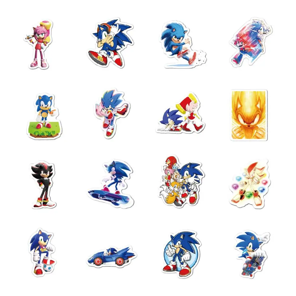 50PCS Set Kids Stickers Super Sonic the Hedgehog Knuffel Knuckles Figures Sticker For Laptop Bike Skateboard Luggage | Игрушки и хобби
