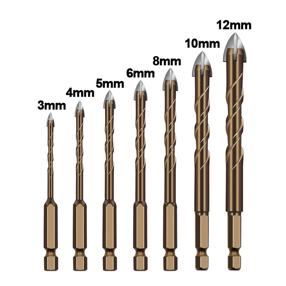 

Сверла для плитки с шестигранным хвостовиком 3-12 мм, Открыватель отверстий для стекла, керамики, бетона, 1/4 дюйма, инструмент для сверления ки...
