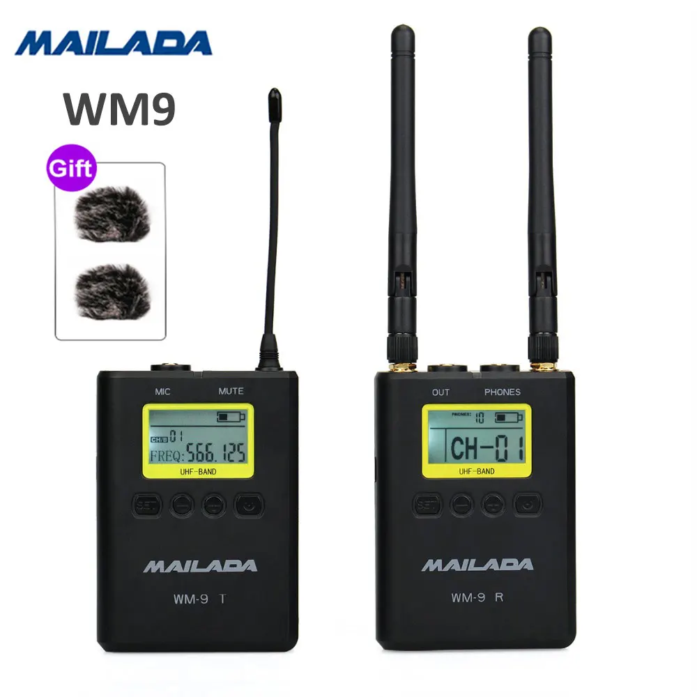 Mailada Профессиональный UHF беспроводной микрофон системы мини нагрудные гарнитуры микрофон приемник передатчик для обучения лекции речи - Цвет: WM9