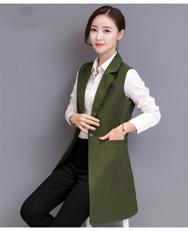 5XL Size Plus Women New Office Lady Pocket Coat Sleeveless Vests Jacket Outwear Casual Brand Tops WaistCoat LX1587 Waist