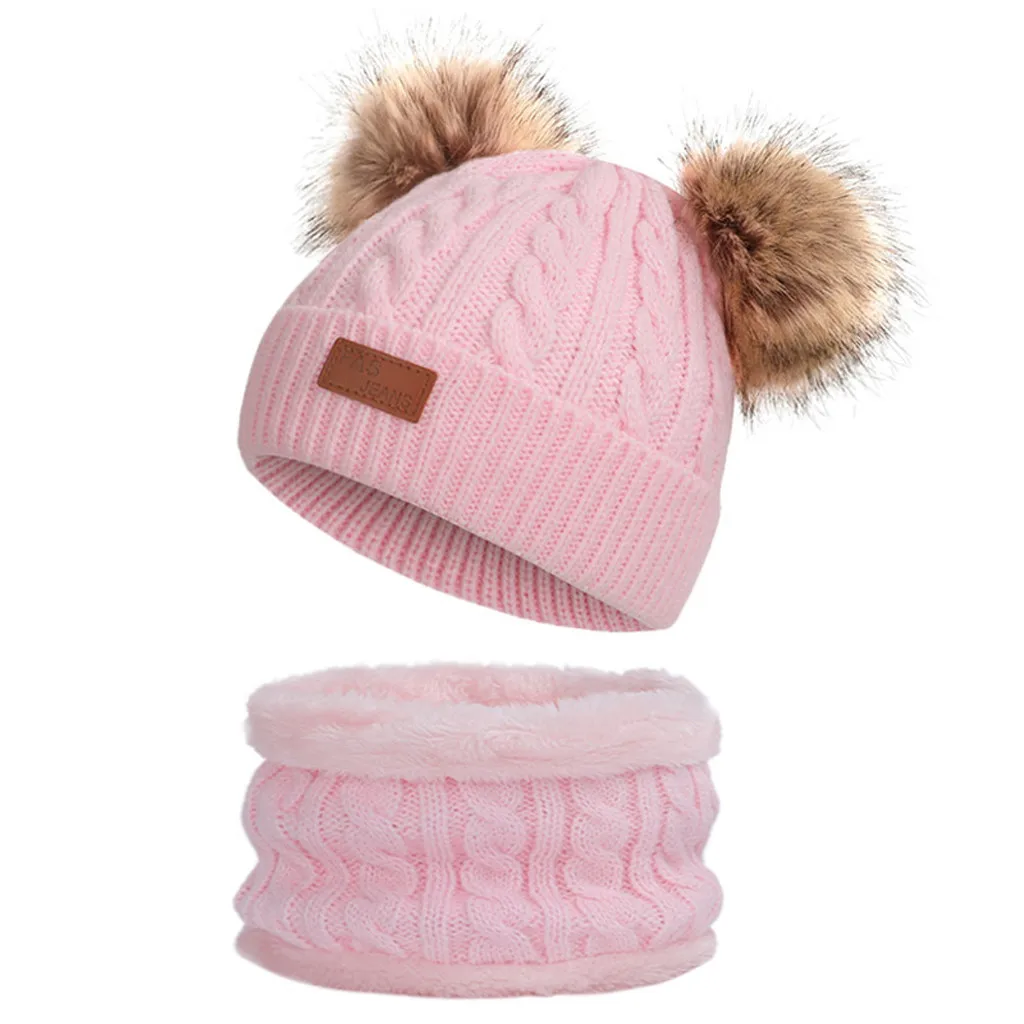 2/Ps New Fashion Baby Beanies kids Pompom Hat Set Girl Winter Boy Cap Warm Knitted 1-5 Years | Детская одежда и обувь