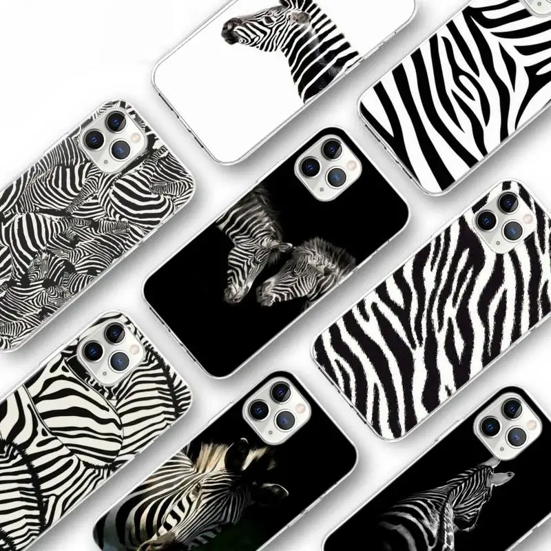 

Zebra stripes animal pattern Phone Case Transparent for iPhone Samsung S 11 12 6 7 8 9 10 20 Pro X XS Max XR Plus lite