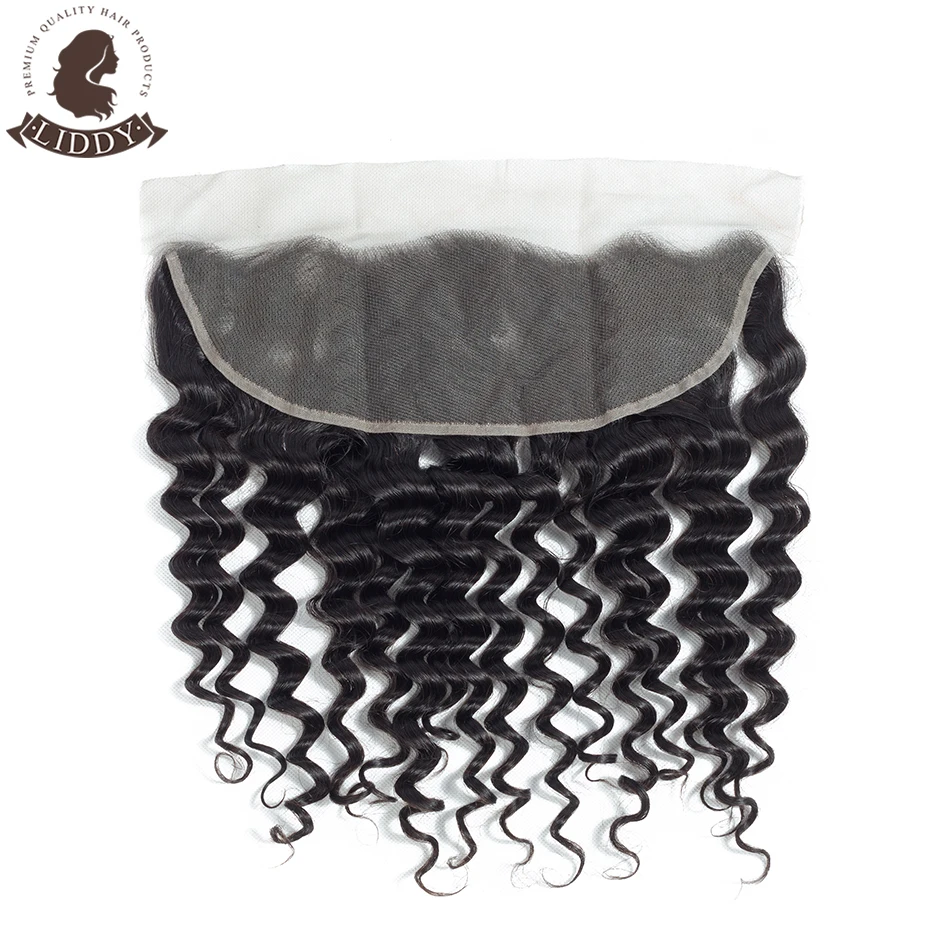 

Liddy бразильские волосы с фронтальной застежкой, глубокая волна, 100% человеческие волосы 8-20 дюймов, свободная часть 13x4 швейцарское кружево, не...