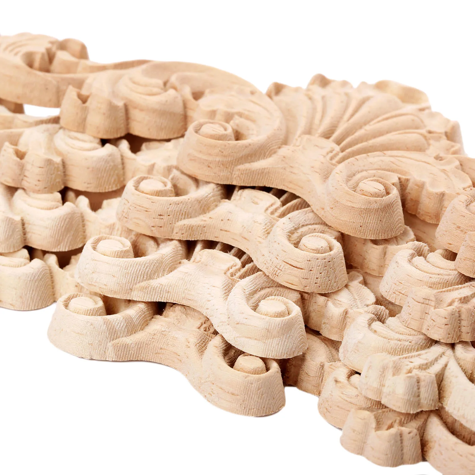 

4Pcs Woodcarving Decal Corner Applique Unpainted Door Furniture Decorative Wooden Figurines Craft