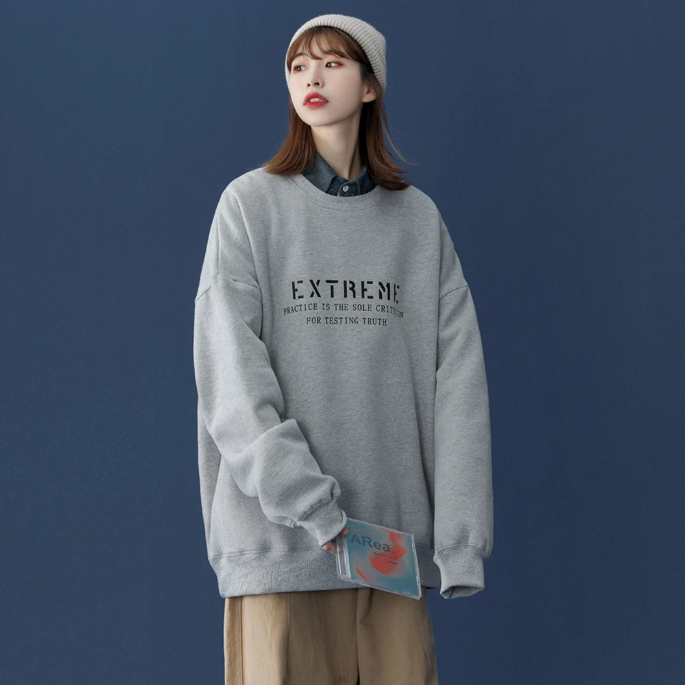 

LEGIBLE 2021 Autumn Woman's Hoodies Oversize Female Loose Solid Thicken Warm Women Sweatshirts Lady Fashion Plus Size 5XL