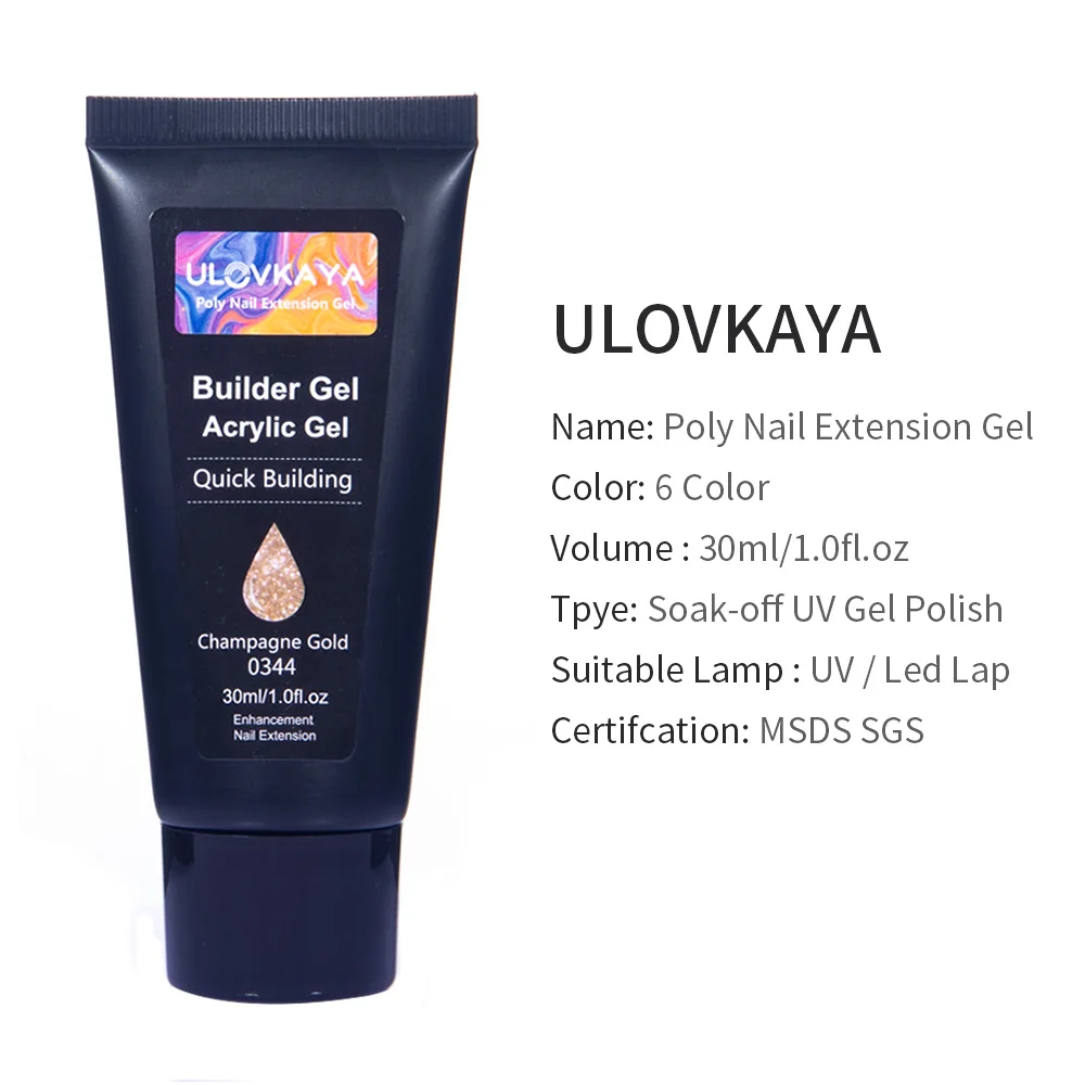 ULOVKAYA 30 мл гели для ногтей с золотым блеском расширение гель быстрое