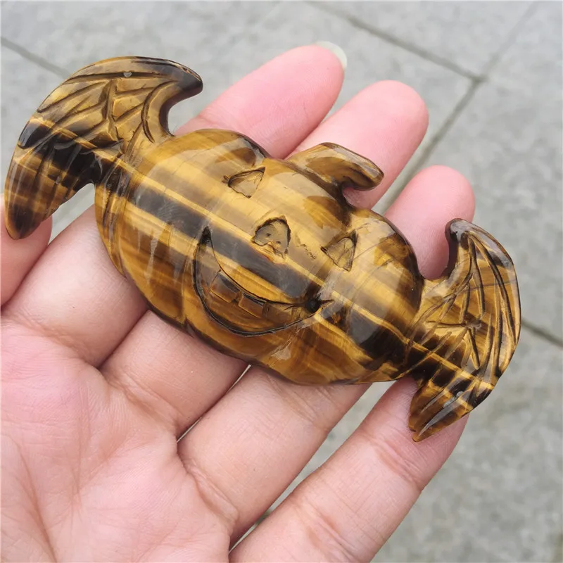 Натуральный желтый тигровый глаз крылья ангела тыква чистая ручная резьба