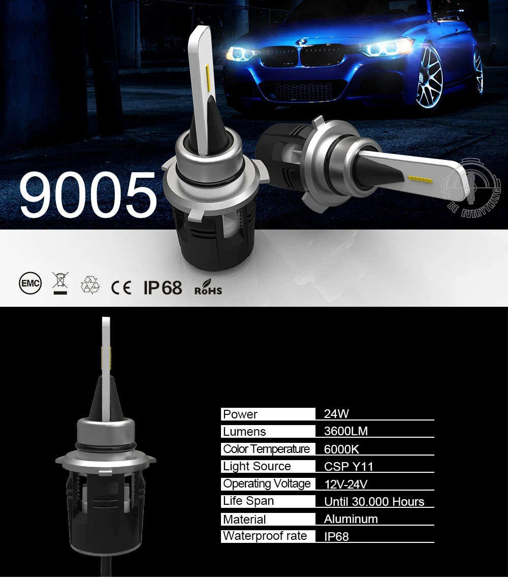 2Pcs/Set 9005/HB3 9006/HB4 Plug&Play B6 LED Headlight Built-in Fan Cooling Pure White 7200LM 6000K Auto Bulbs Kit | Автомобили и