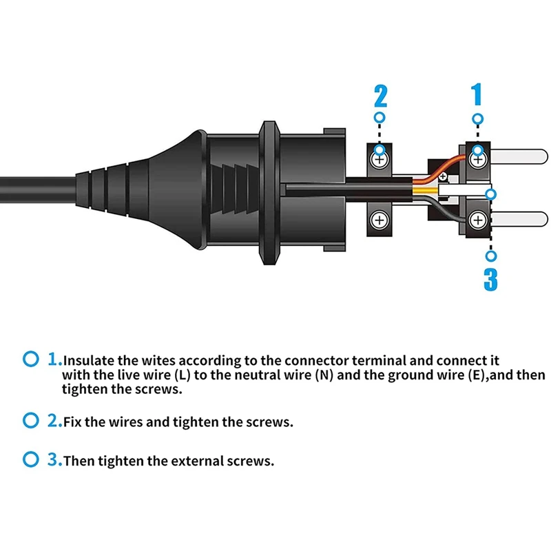 3Pcs Black AC250V 16A Germany Waterproof Power Plug 2P Elcectrical Cable Connector Wired Adaptor Converter E-012 EU | Компьютеры и