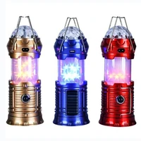 portable camping lantern light solar rechargeable flashlight stage lamp colorful decoration for hiking tent