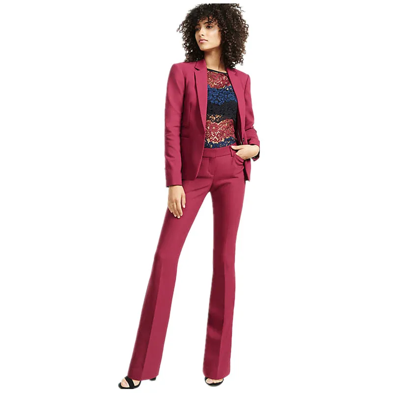 

New Women Pant Suits Light Burgundy Notch Lapel Women Ladies Business Office Formal Tuxedos Jacket+pants New Female Suits Custom