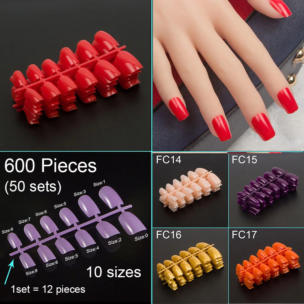 

50 Sets 600 Pieces Square Shape False Nail In 20 Different Colors Fake Nail Tips DIY Stick On Nails Press Nn Nails Designs