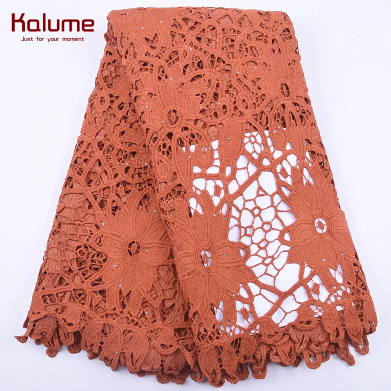 Kalume зеленый нигерийский водорастворимый шнур кружевная ткань вышивка