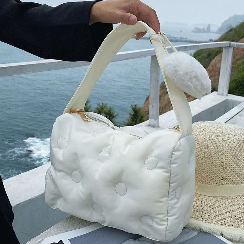 

Woman Space Pad Cotton Shoulder Bags Famous Brand Down Handbags Fashion White Crossbody Bags for Women Messenger Bag Solid Sac