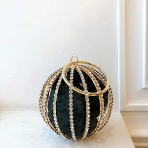Evening Ladies Luxury Wedding Party Bags Hollow Metal Ball women shoulder bag gold Cages Women Round Clutch bag CrossBody Purse
