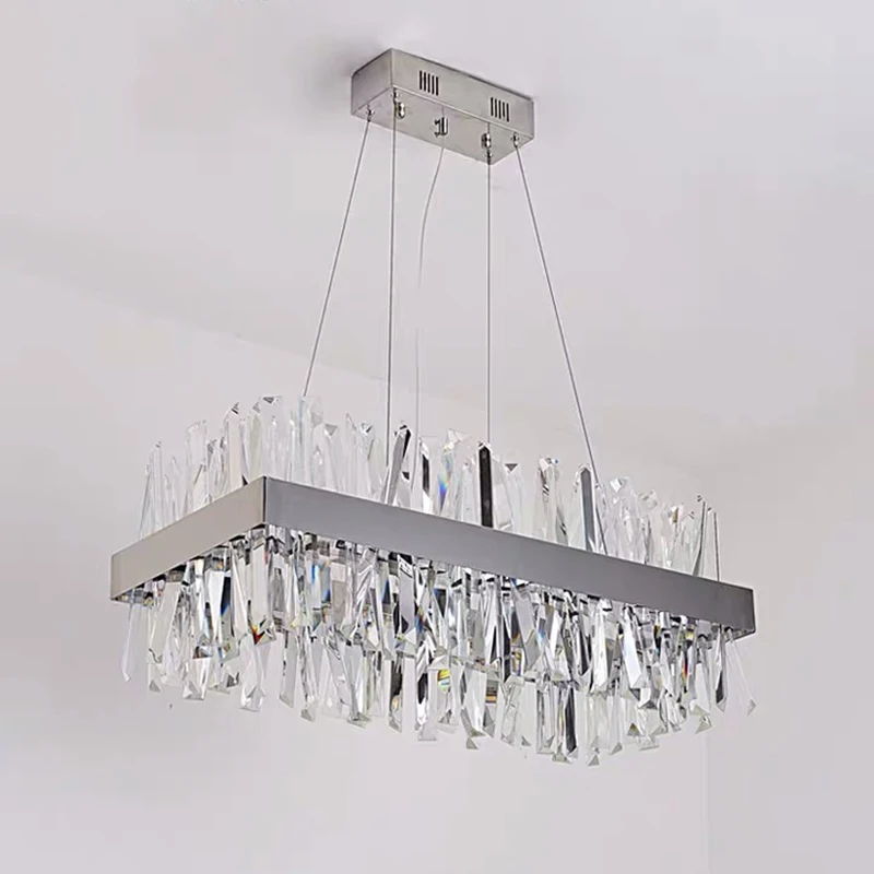Современная подвесная люстра для гостиной роскошные прямоугольные хрустальные