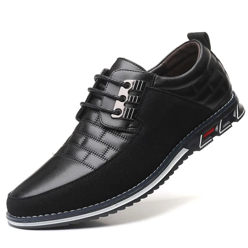 LIN KING Spring Autumn Men Casual Shoes Comfortable Mens Fashion Lace-up Leather Flats Zapatillas Hombre Plus Size | Обувь