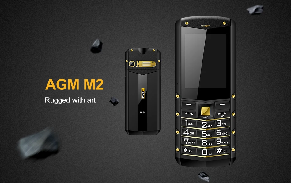 AGM M2 IP68 водонепроницаемый ударопрочный 2," прочный телефон с английской клавиатурой и двумя sim-картами 0.3MP внешний телефон фонарик 1970 мАч