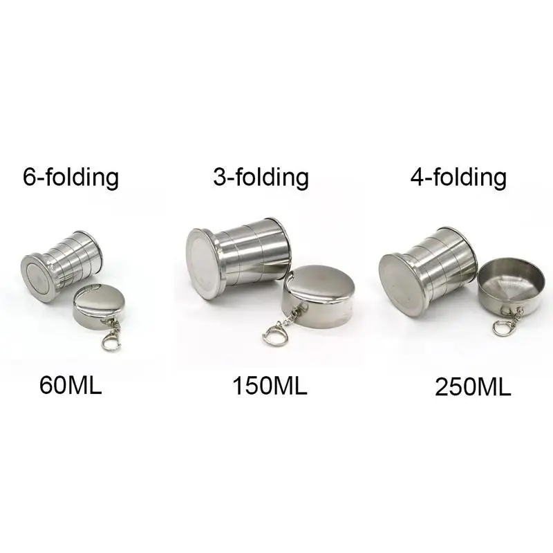 

Outdoor Camping Trip Steel Folding Cup Retractable Cup Outdoor Travel Portable Water Cup Mug With Key Ring
