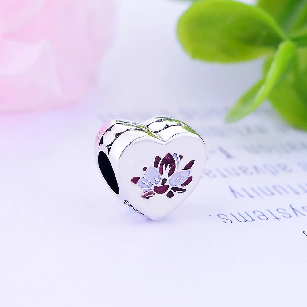 Оригинальный очаровательный браслет красный серый эмаль цветок персика сердце