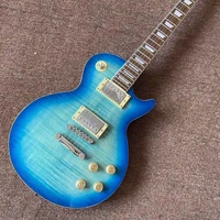 custom shop electric guitarmahogany body gitaarrosewood fingerboard blue color tiger flame maple top guitarra