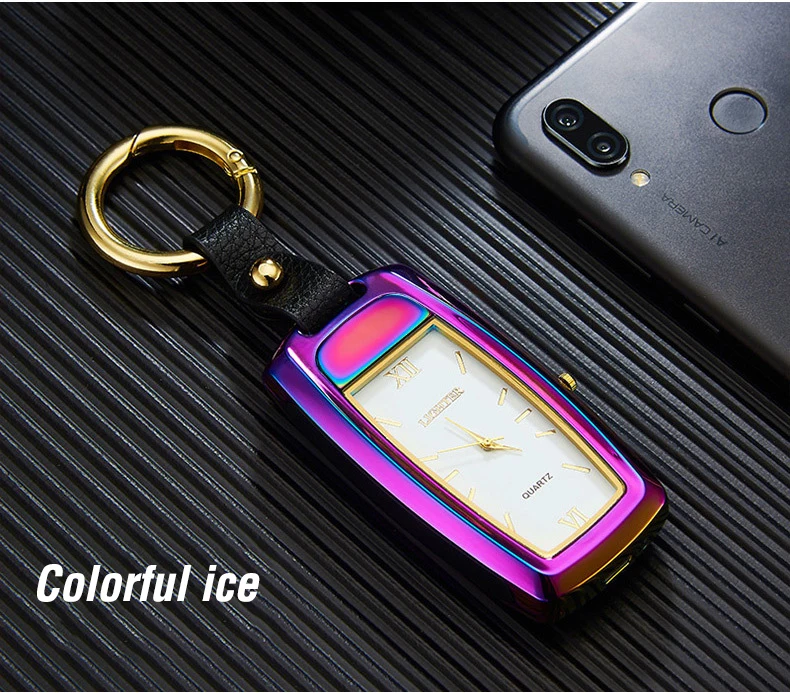 Многофункциональный USB электрическая сигаретная плазма дуговая зажигалка брелок светодиодный фонарик часы электронные зажигалки гаджеты для мужчин