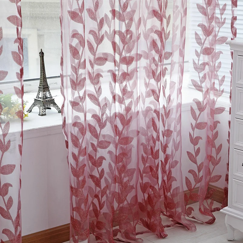 Занавеска для дверей и окон занавеска с прозрачными листьями драпировка тюль