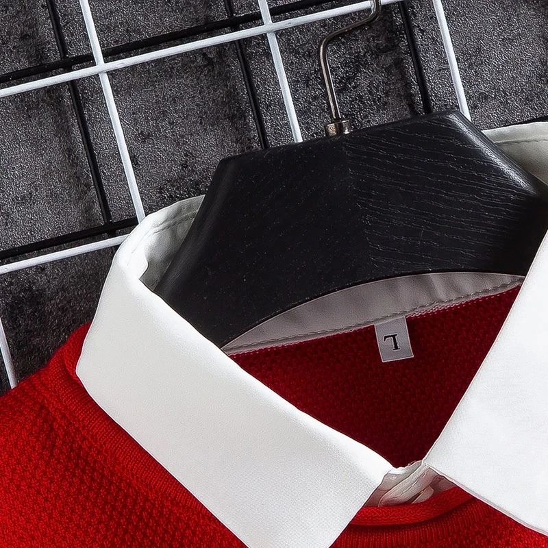 

2020 knitted men's fake two-piece solid pullover sweater shirt elongated sleeve pullover autumn men's sweater pullover