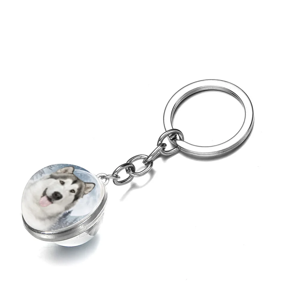 Светится в темноте волк брелок вой животных и с лунным камнем кулон Двусторонняя