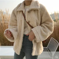 faux fur thick coat for women 2021 autumn warm soft loose fur jacket female outerwear button plush ladies casual winter overcoat