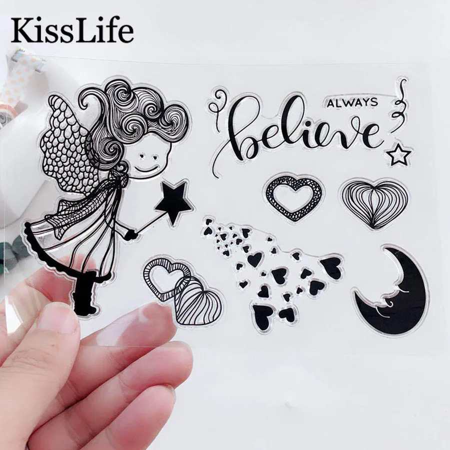 Angelelf волшебная палочка Звезда Сердце Луна вера буквы прозрачные штампы для