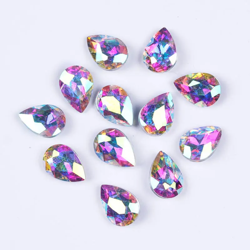 Камни и кристаллы в форме капли воды блестящие стразы для одежды незакрепленные