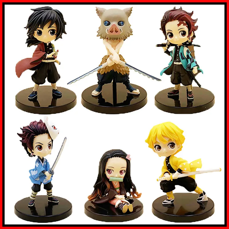 Рассекающий демонов Nezuko Zenitsu Tanjirou Giyuu Inosuke Q Ver. Экшн Фигурки игрушки Kimetsu no Yaiba Аниме