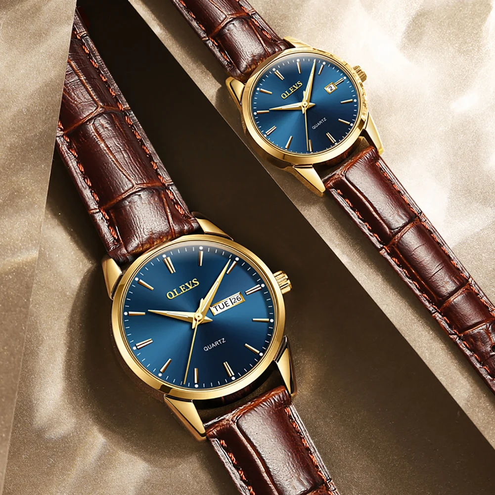 

Brown Leather Bracelet Watch Water-Proof Watches for Lovers Quartz Watch