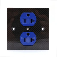 2pieces carbon fiber us ac power duplex receptacles wall outlet gold plated copper socket
