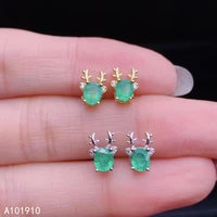 kjjeaxcmy boutique jewelry 925 sterling silver inlaid natural emerald womens earrings support detection popular