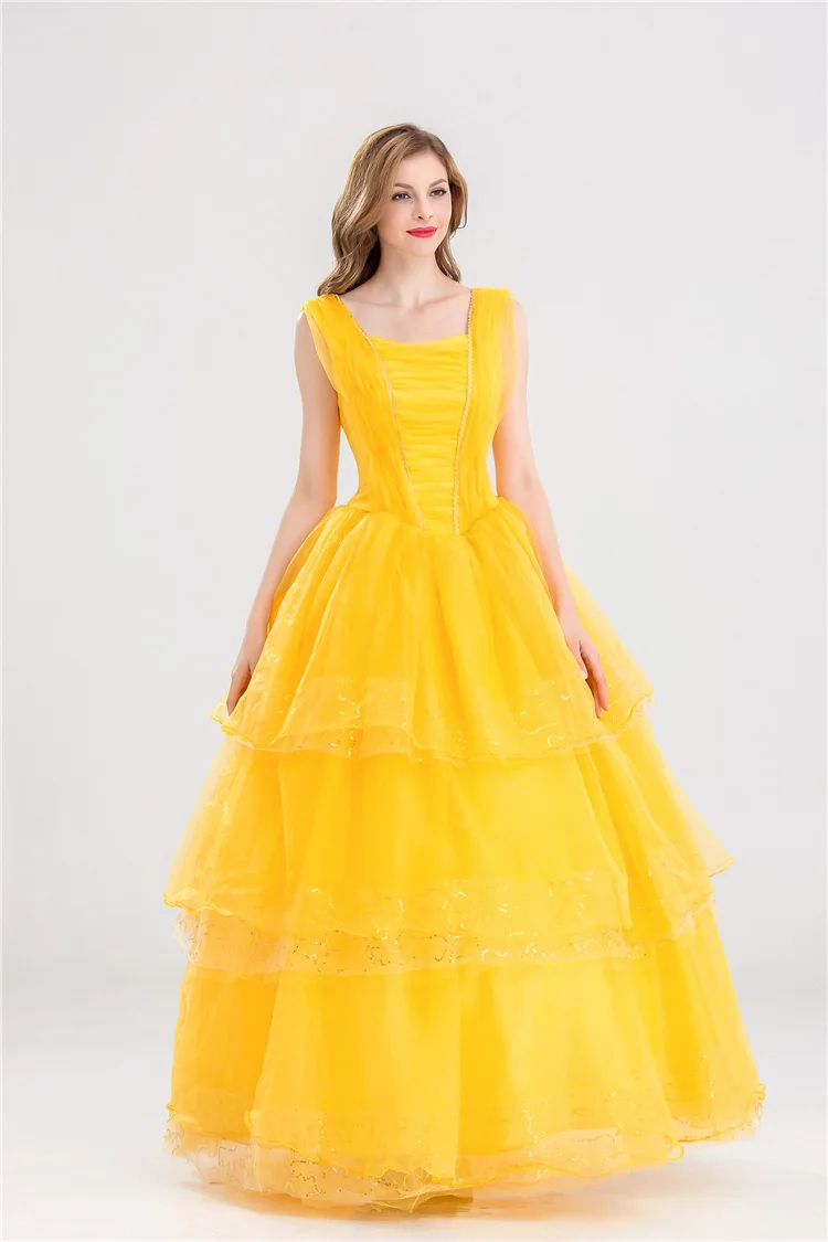 Костюм принцессы Белль для взрослых косплей Красавица и чудовище женские платья