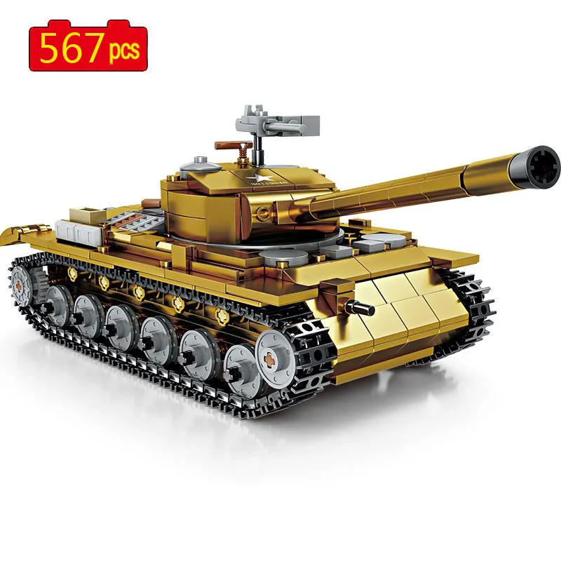 

Military Series WWII M26 Heavy Main Battle Tank Soldier Weapon DIY Model Building Blocks Bricks Toys Gifts