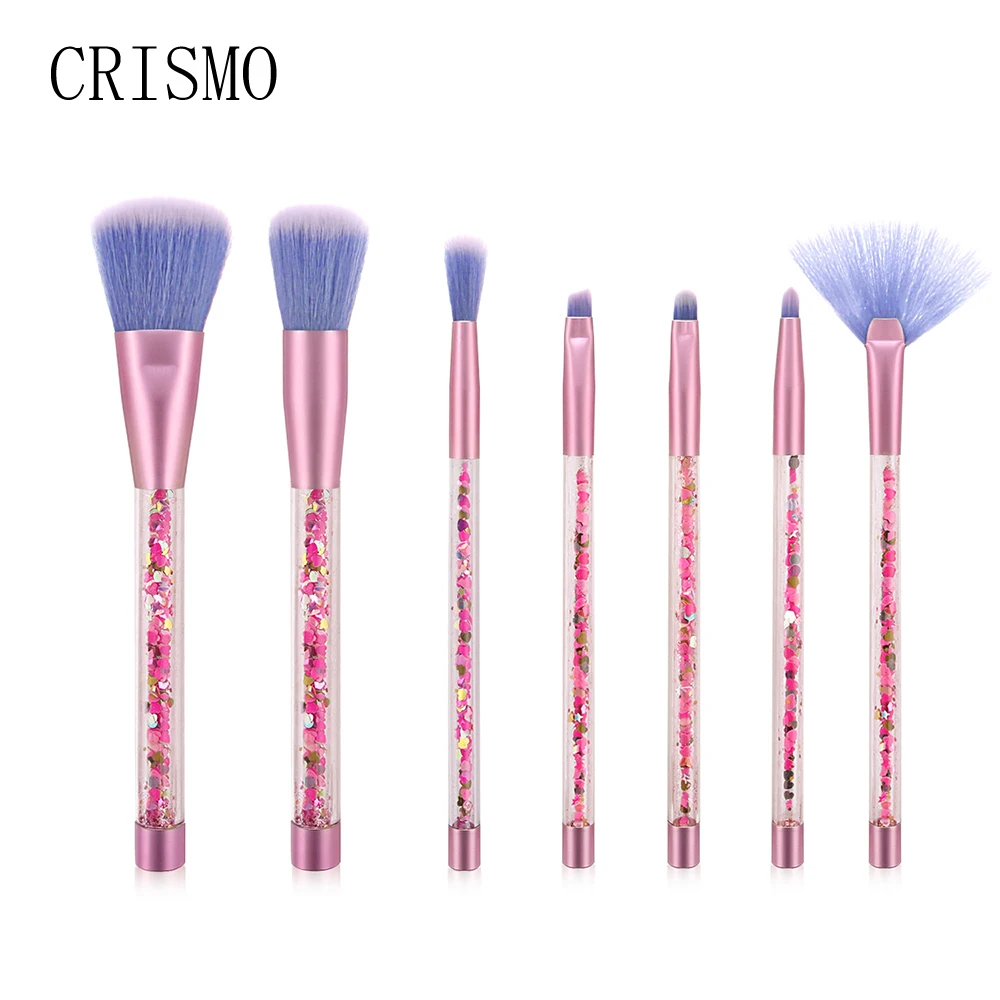 CRISMO 7Pcs Glitter Diamond Crystal Handle Makeup Brushes Set Powder Foundation Face Make Up Brush Cosmetic | Красота и здоровье