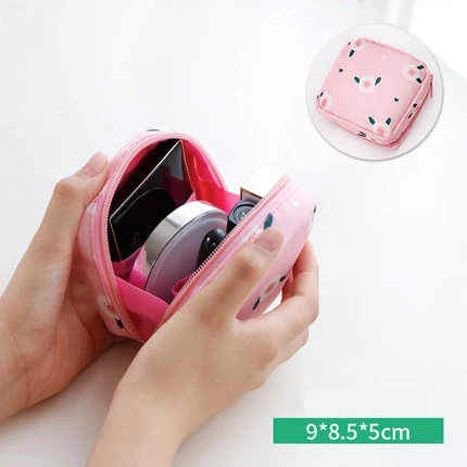 Pink flower Женский органайзер для помад, сумка, Мини органайзер, косметичка для женщин, для путешествий, портативная косметика, косметичка, косметички, ювелирные изделия, губчатая накладка - Цвет: Pink flower