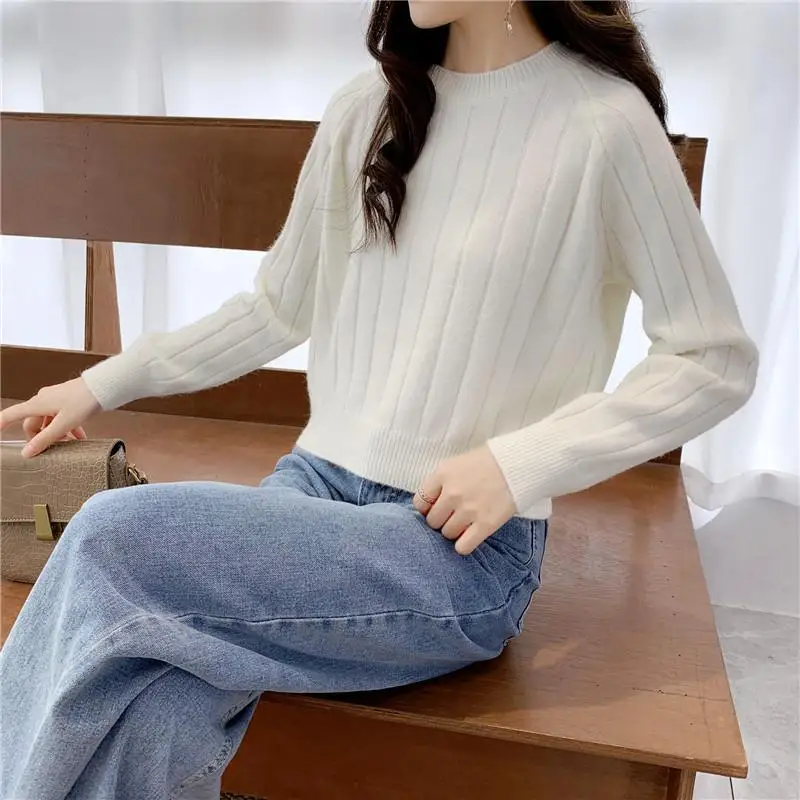 

Sweater women's spring and autumn new women's clothing small high-waisted lazy knit sweater short outer jacket