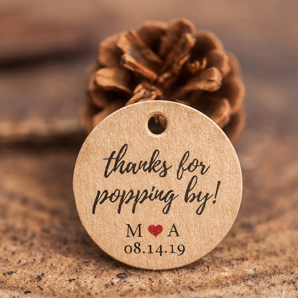 

Y4-200 Pcs 3.5cm Round Kraft/White Paper Label Wedding Decoration Greetings Thank You Tags Personalized Tag Label Customization