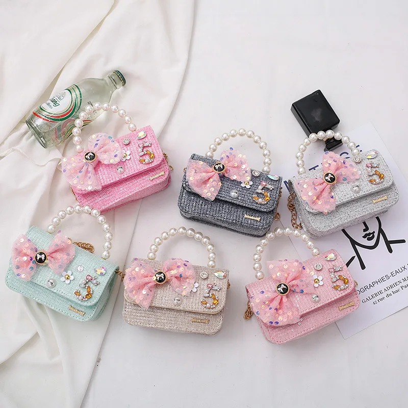

Korean Style Kids Mini Handbag 2021 Girls Princess Messenger Bag Cute Coin Wallet Little Girl Small Party Purse Gift
