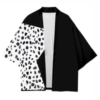 101 dalmatians cruella cloak coat cospaly black and white cardigan kimono robe outfits