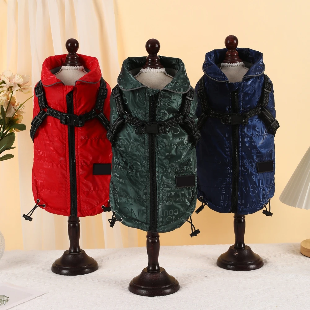 

2 in 1Pet Dog Jacket With Harness Winter Warm Dog Clothes Waterproof Large Dog Coat Chihuahua French Bulldog Outfits